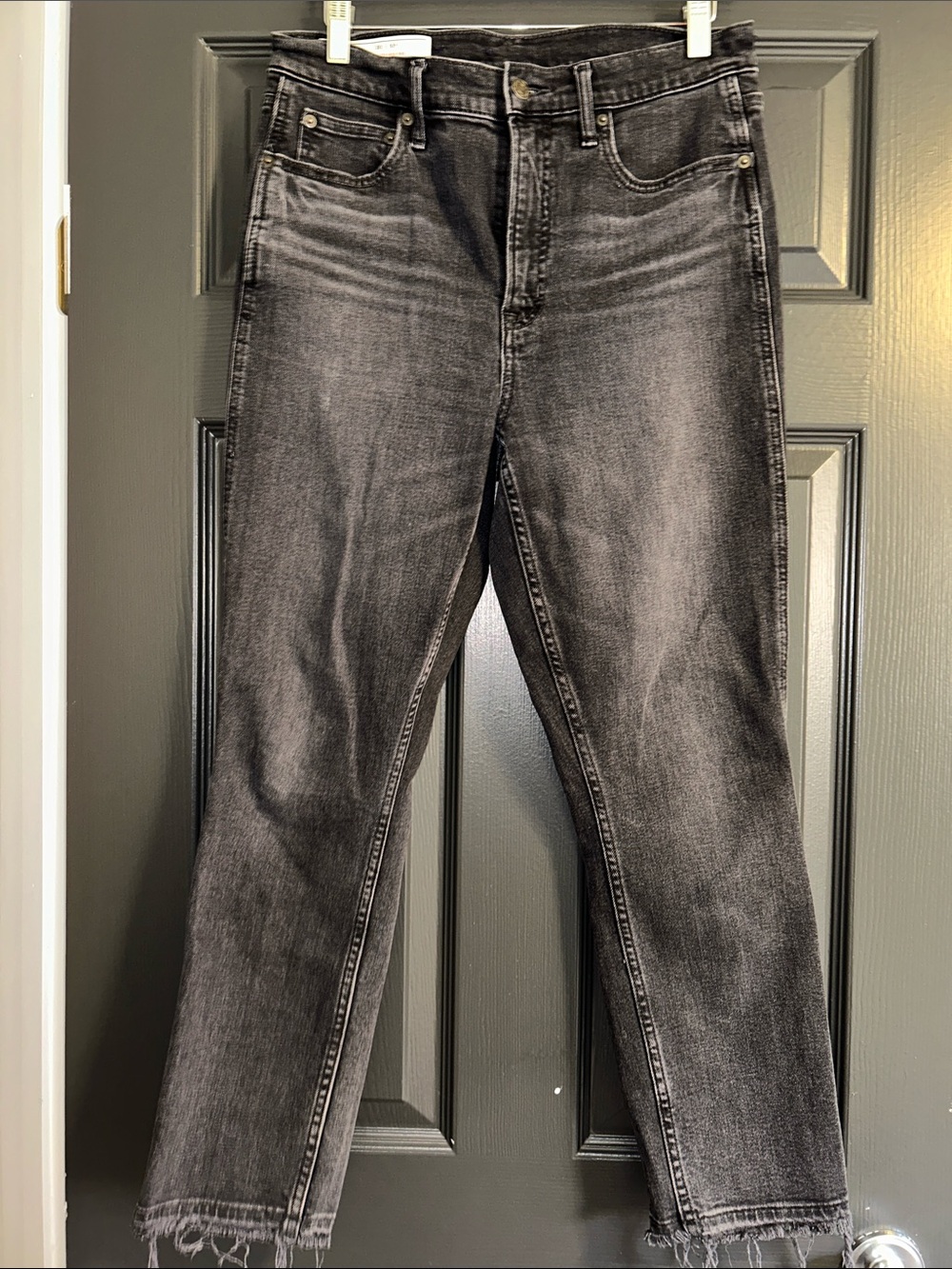 Women's Black Washed Straight-Leg Jeans